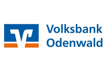Logo mit weißem V auf blau-orangenem Hintergrund